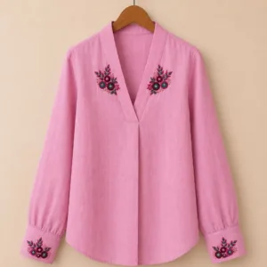 Rosé Bloom Linen Shirt