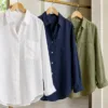 Linen and cotton shirts for women with natural fabric textures