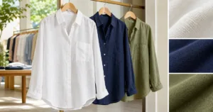 Linen and cotton shirts for women with natural fabric textures